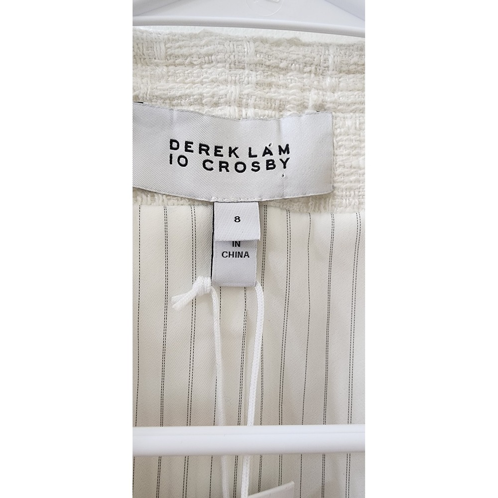 Derek Lam 10 Crosby White Floral Embroidered Tweed Jacket Braided Trim 8 - Picture 5 of 10